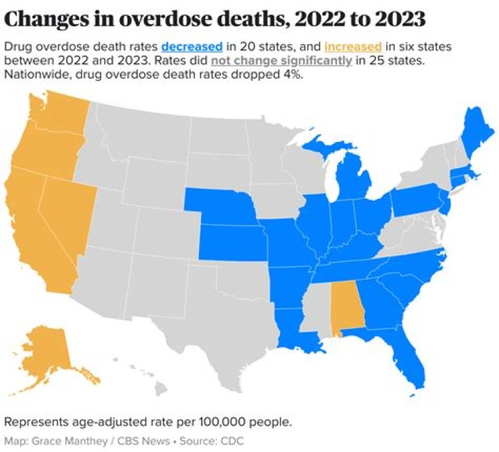 How many people died from drug overdoses in 2014?