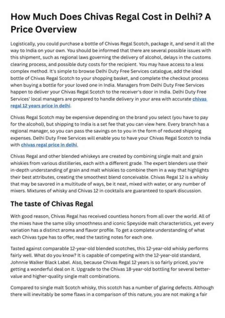 How much does Chivas Regal cost?