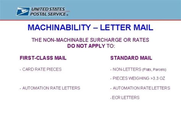 How much is the Nonmachinable surcharge for postage?