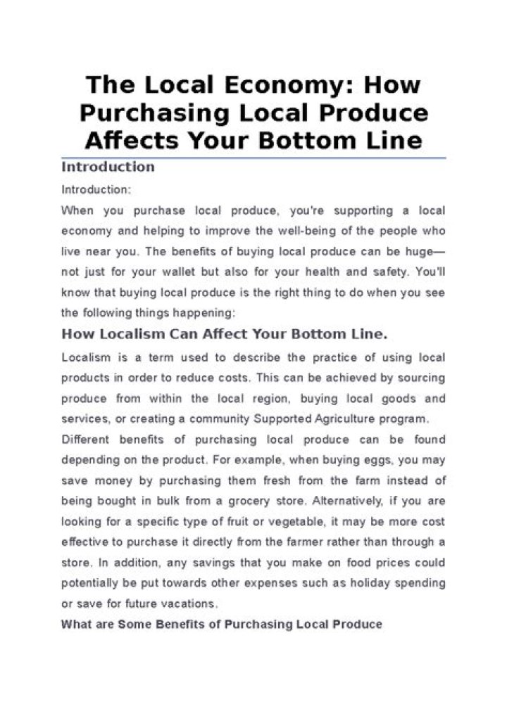 How purchasing of local produce affects the economy?
