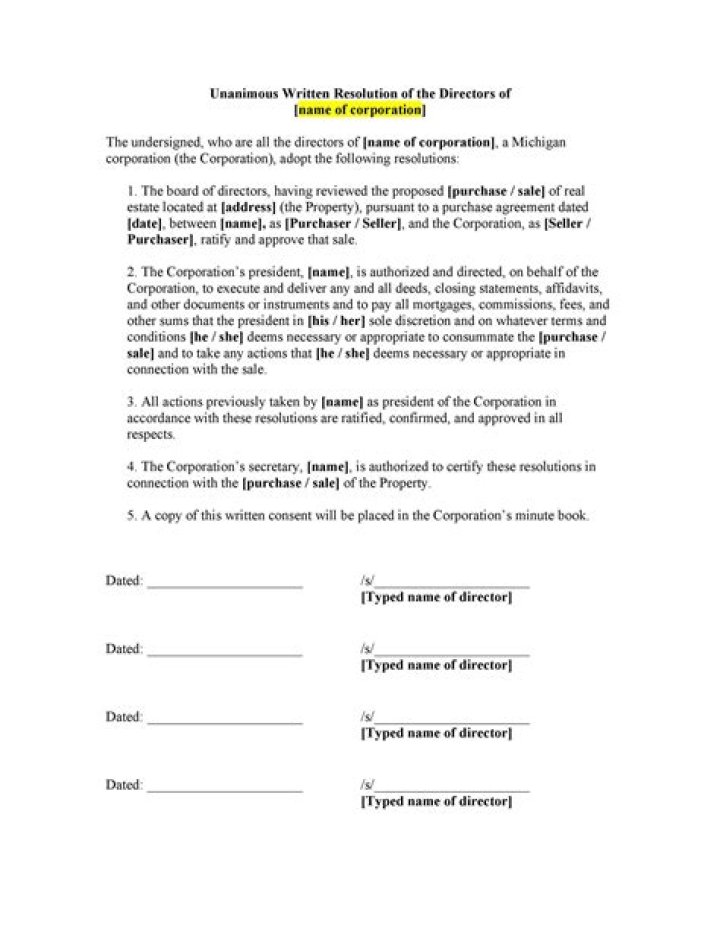 Is a written consent the same as a resolution?