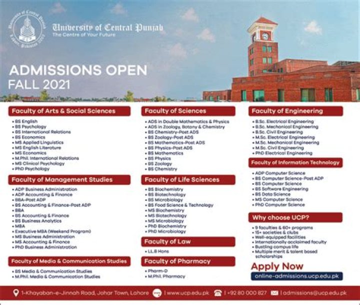 Is admissions open in UCP 2021?