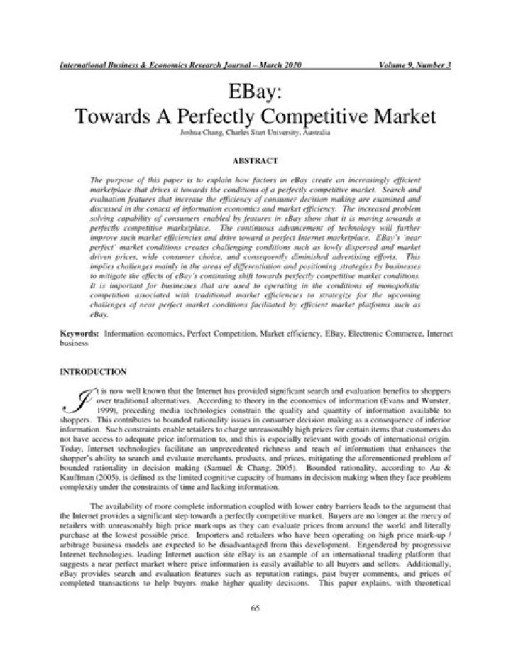 Is eBay a perfectly competitive market?