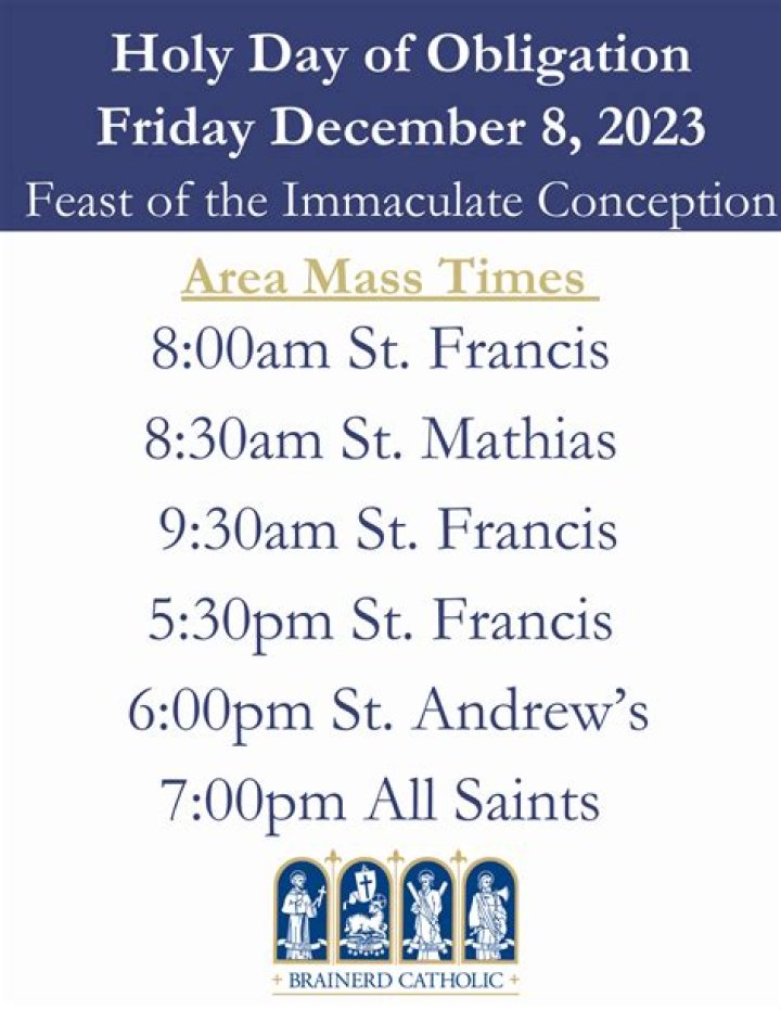 Is the 8th of December a holy day of obligation?