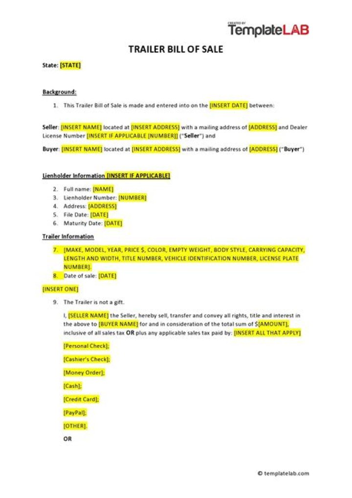 Is there a bill of sale template in Word?