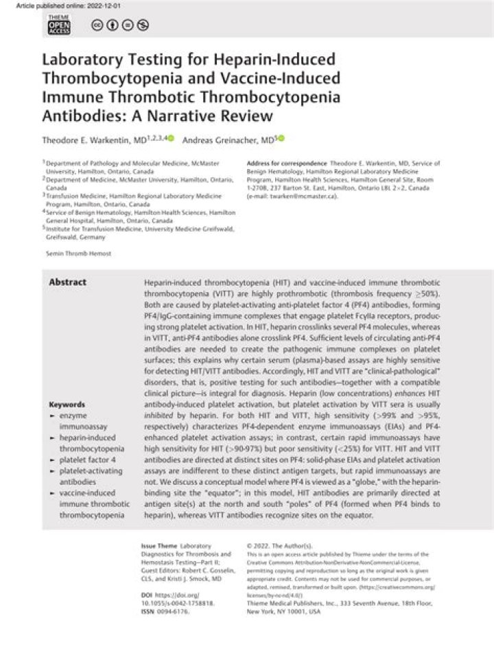 Is there a test for heparin-induced thrombocytopenia?