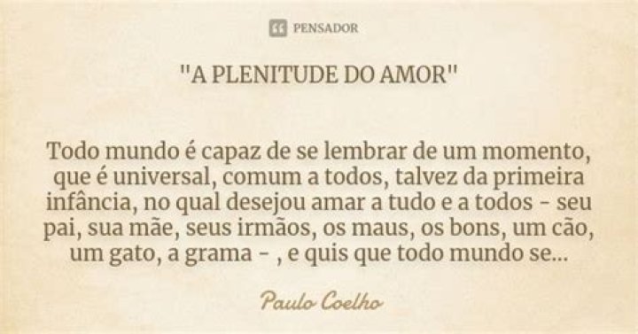 Qual a plenitude do amor?