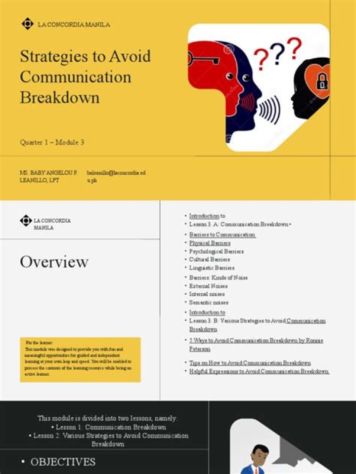What are examples of avoid communication breakdown?