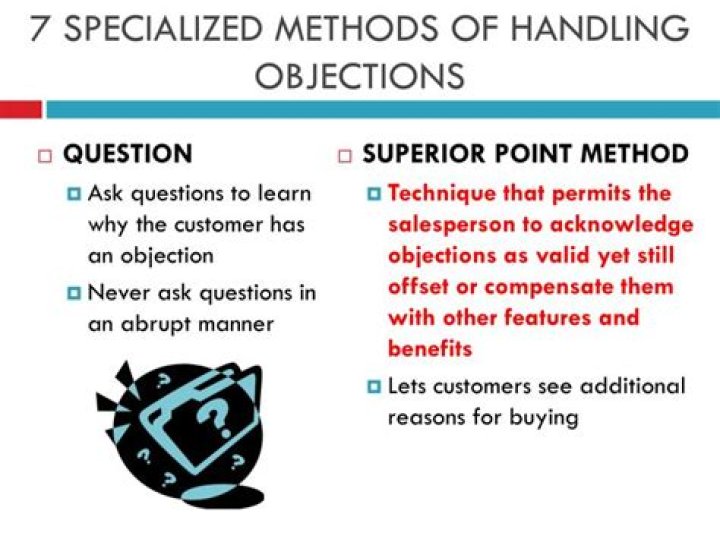 What are seven specialized methods of handling objections?