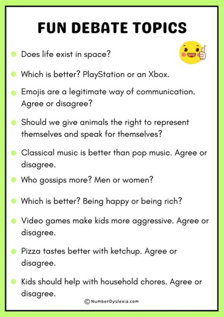 What are some debates for kids?