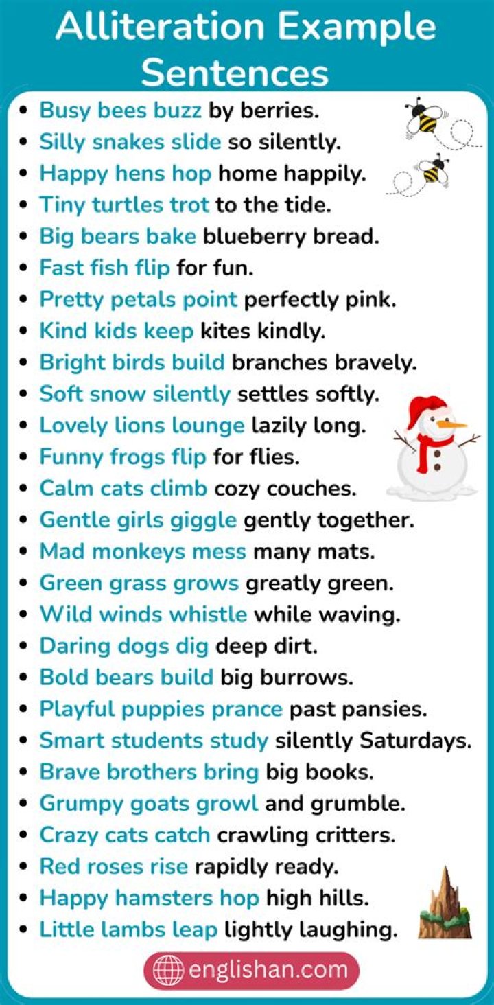 What are some examples of alliteration examples?
