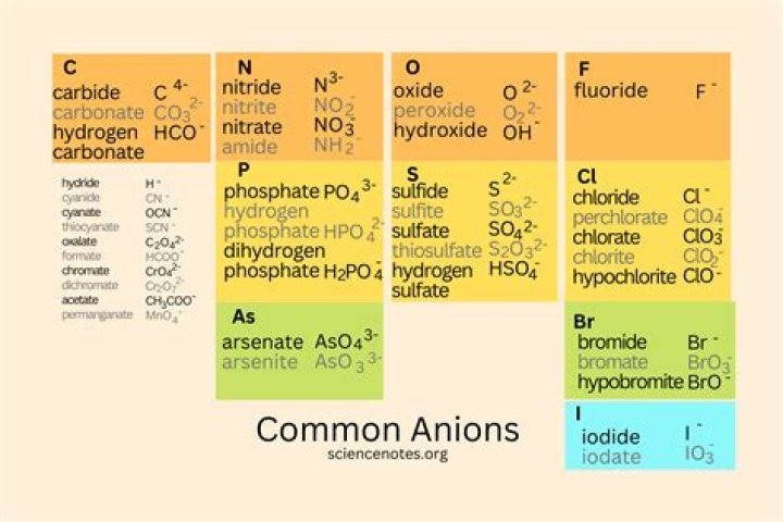 What are some examples of anions?