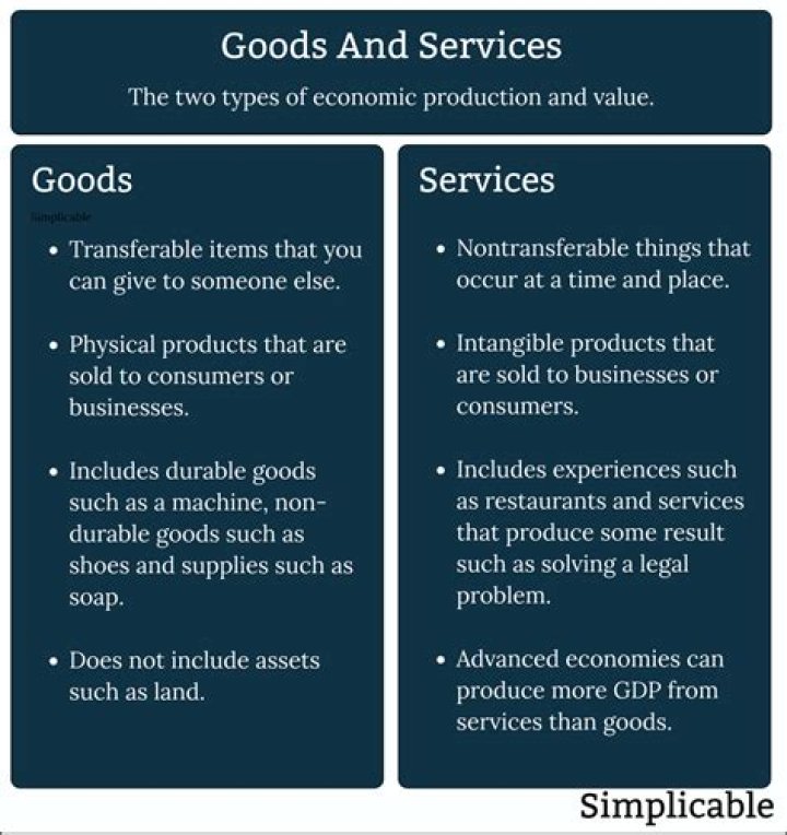 What are some examples of goods and services?