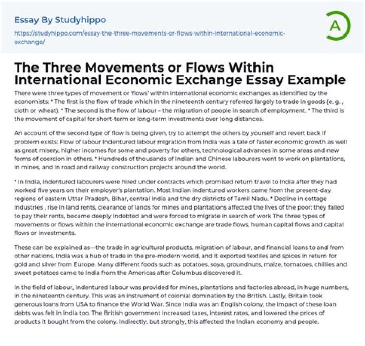 What are the 3 types of movements or flows within international economic exchange?