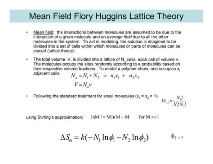 What are the assumptions of Flory Huggins?