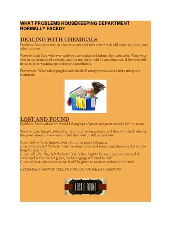 What are the common problems faced by the housekeeping department?