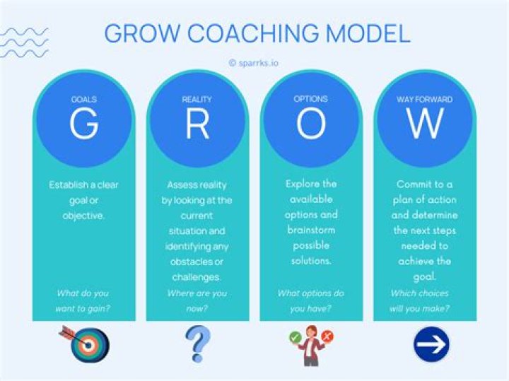 What are the four stages of the GROW model?