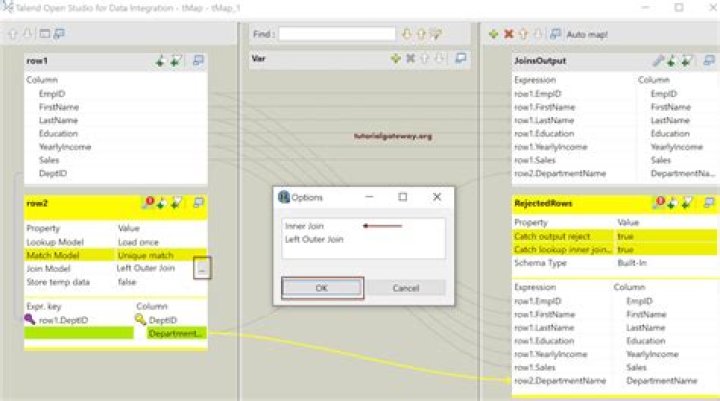 What are the joins options available in tMap?