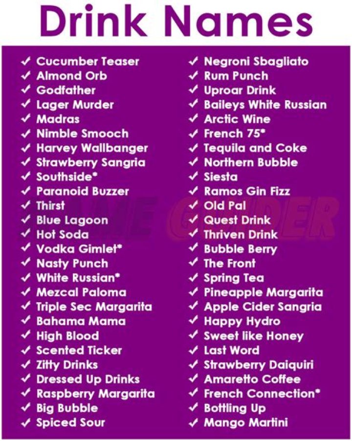 What are the names of hot drinks?
