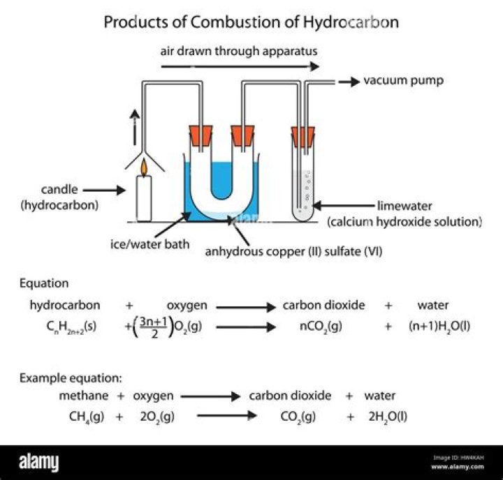 What are the products of the combustion of a hydrocarbon carbon and oxygen?