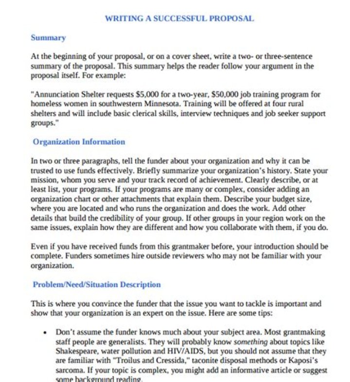What are two suggestions for writing a successful proposal?