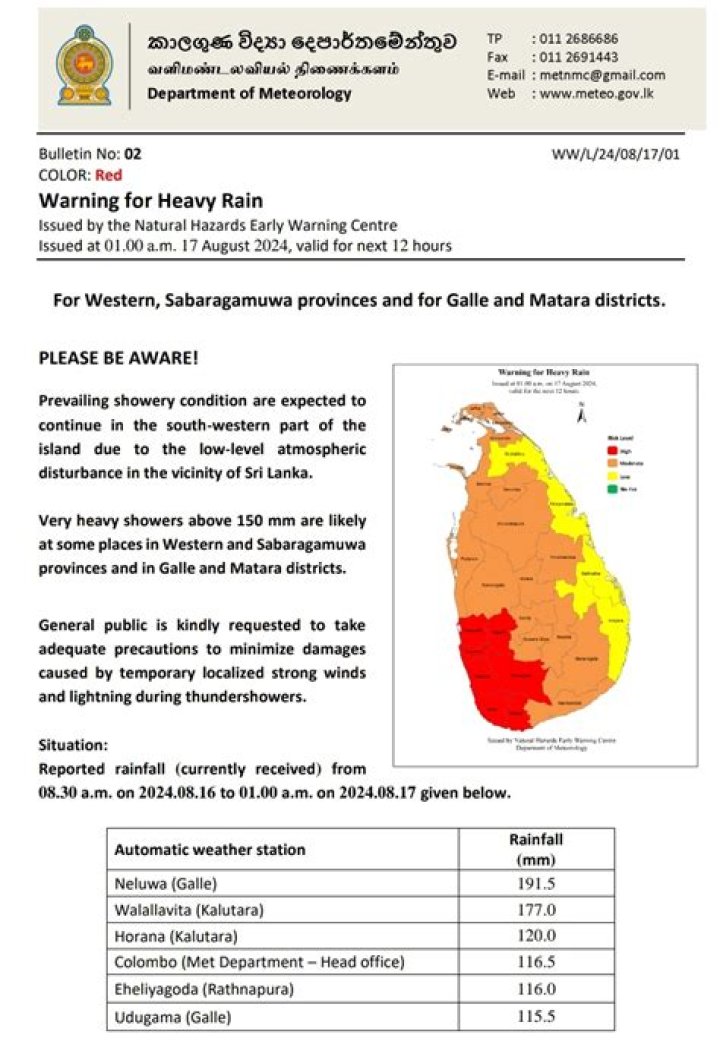 What causes red rain in Sri Lanka?