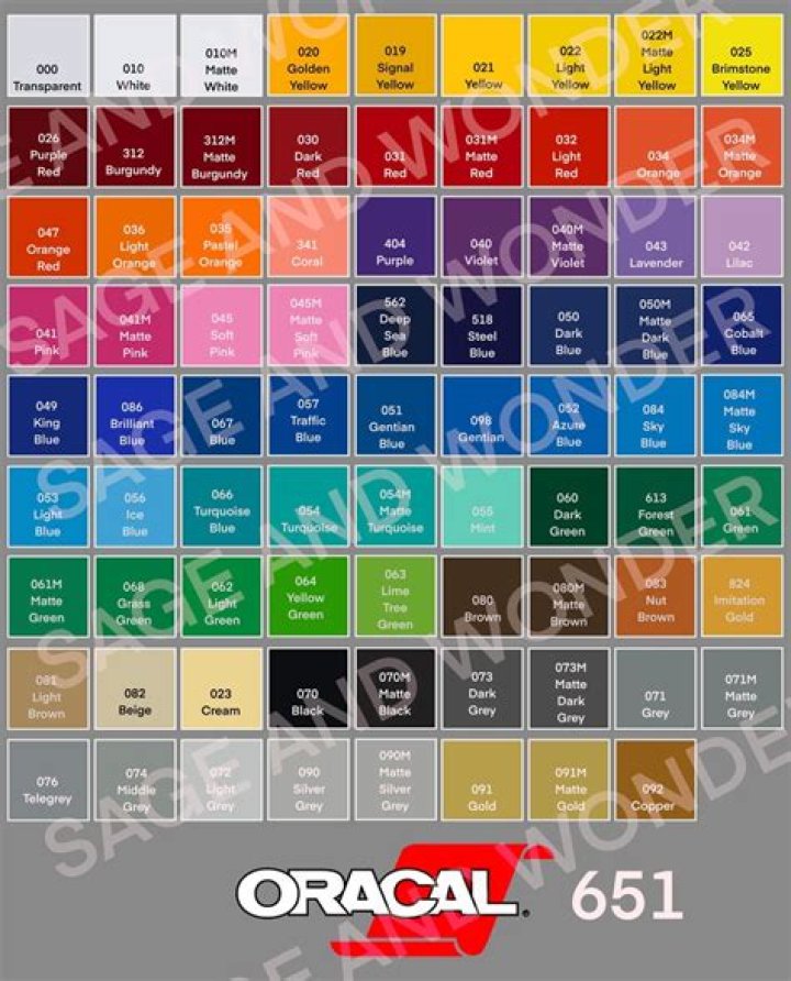 What colors does oracal 651 come in?