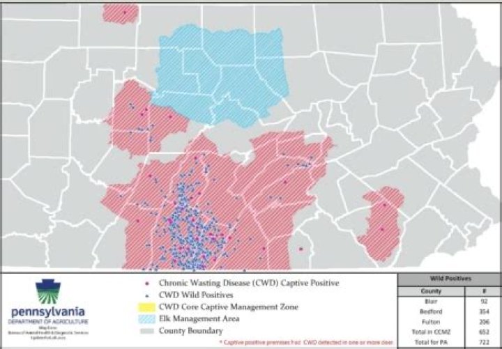 What counties in PA have CWD?