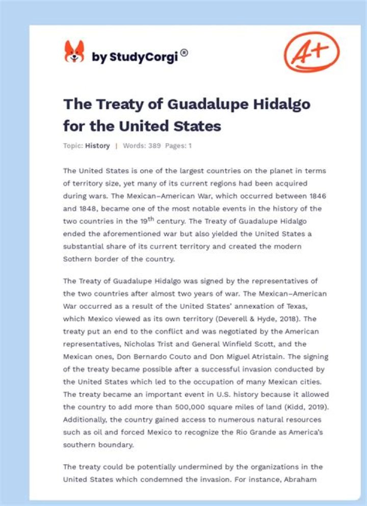 What did the treaty of Guadalupe and Hidalgo do?