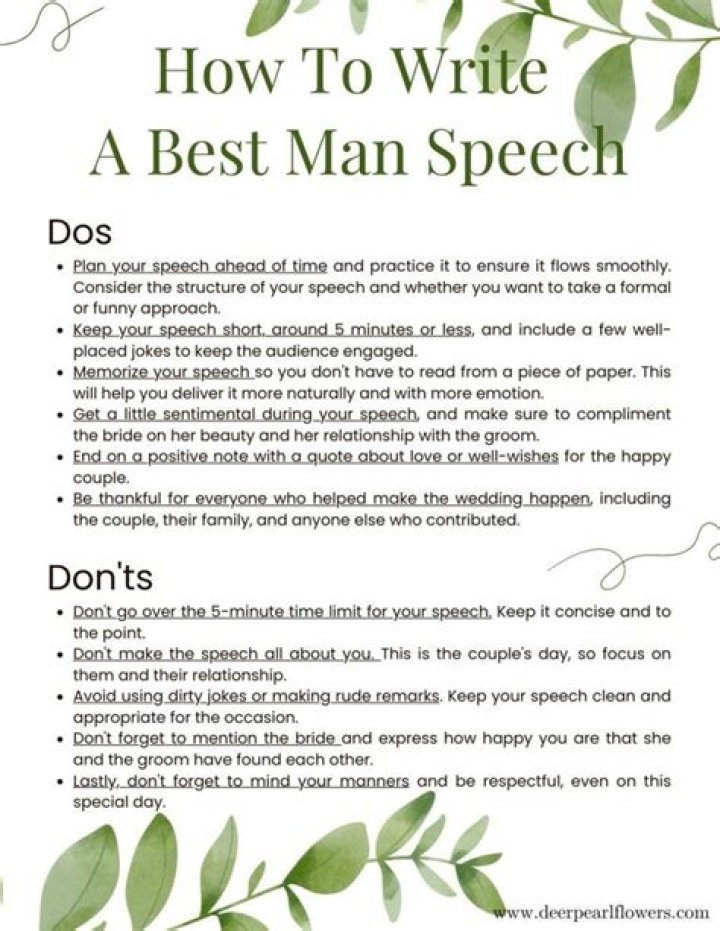 What does a best man have to say in his speech?