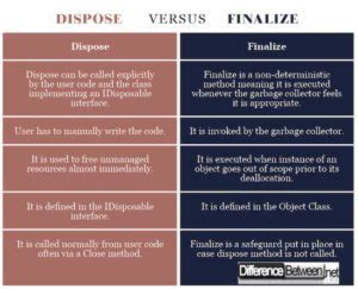What does Dispose and Finalize do?