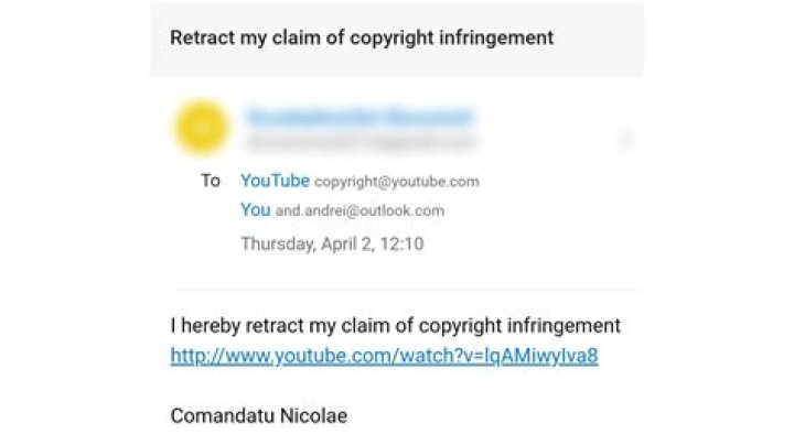 What does YouTube do when a copyright violation is reported?