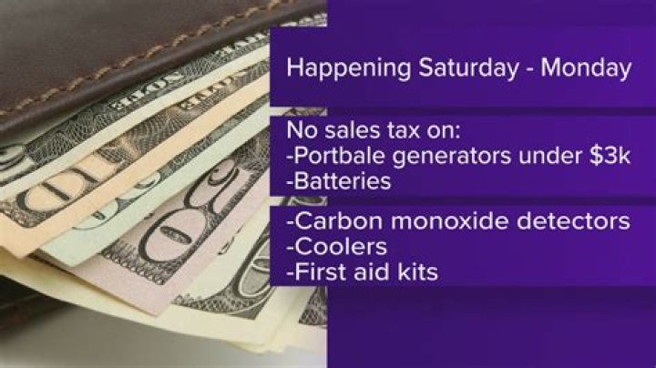 What emergency items are tax free in Texas?