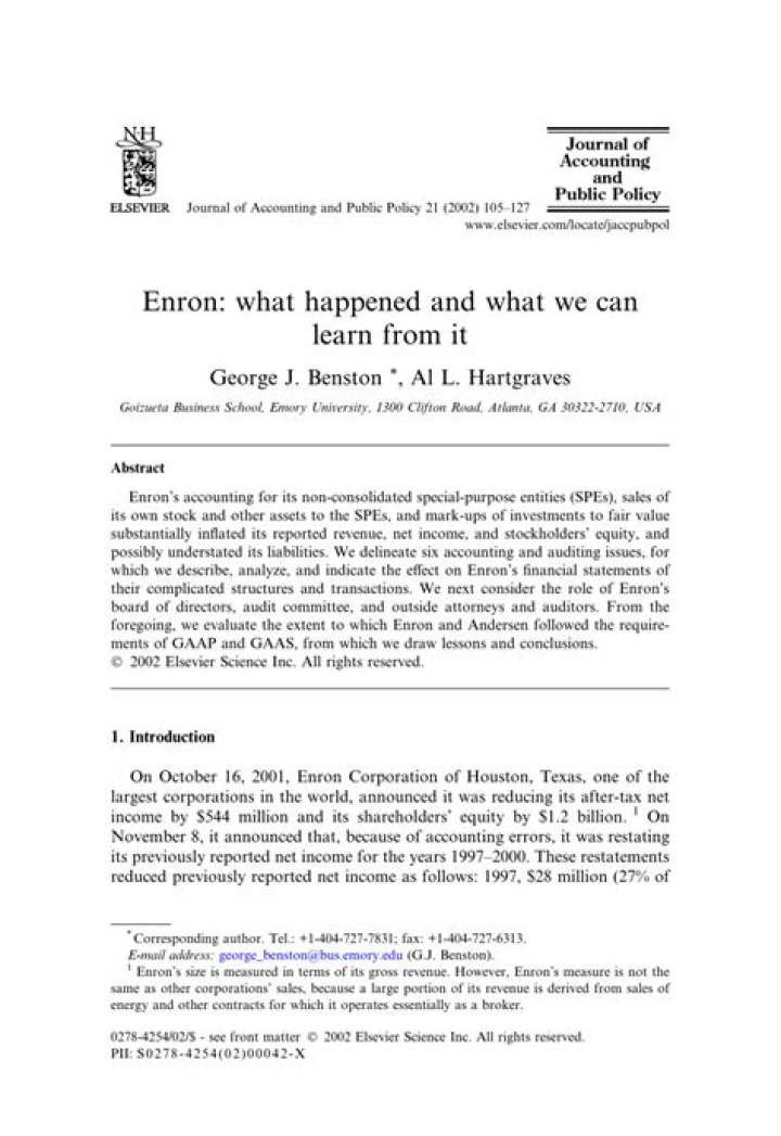 What happened at Enron short summary?