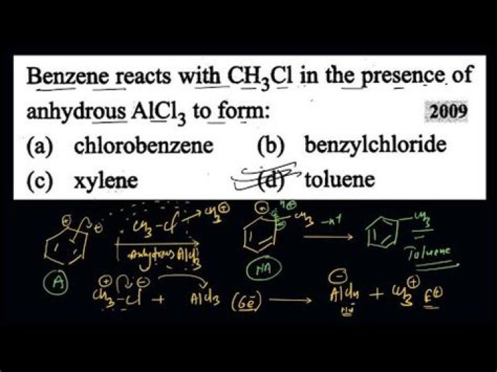 What happens when benzene reacts with anhydrous AlCl3?