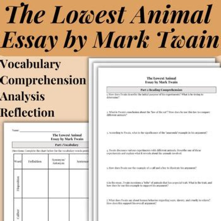 What ideas does Mark Twain satirize in this essay lowest animal?