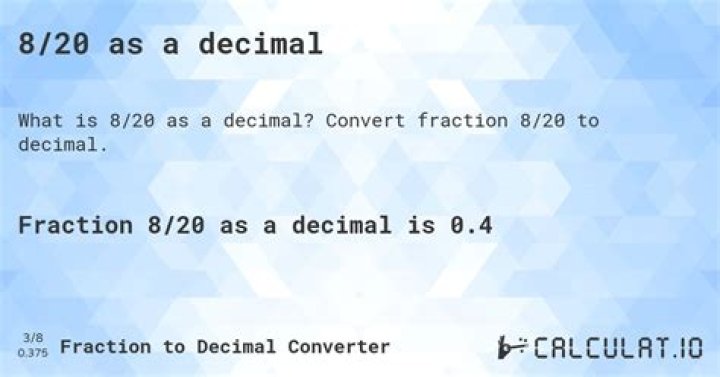 What is 8/20 as a decimal in simplest form?