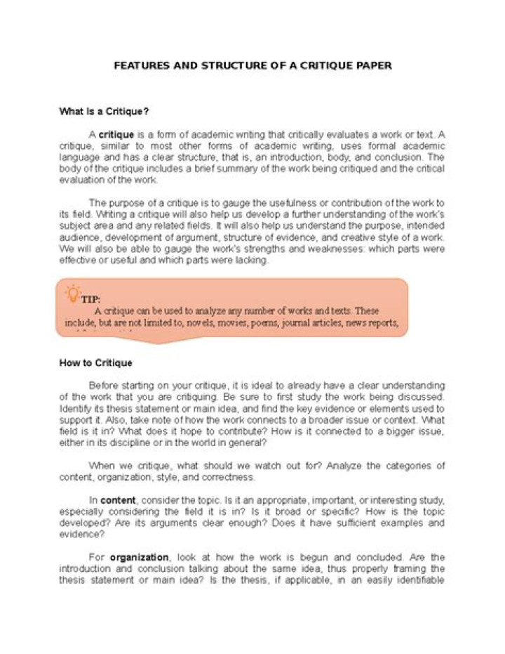 What is a critique paper definition?