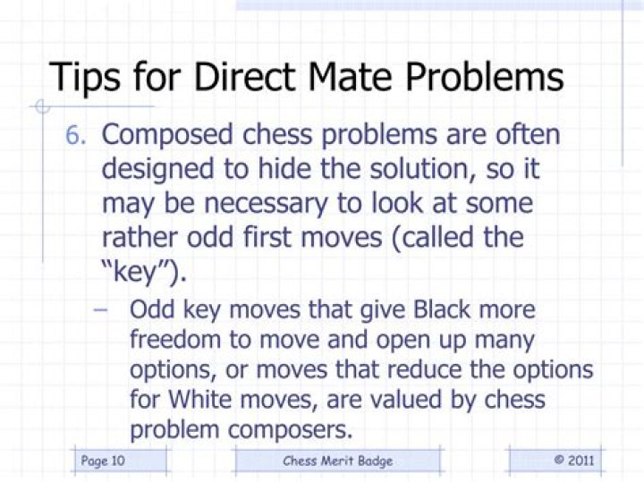 What is a direct mate problems in chess?