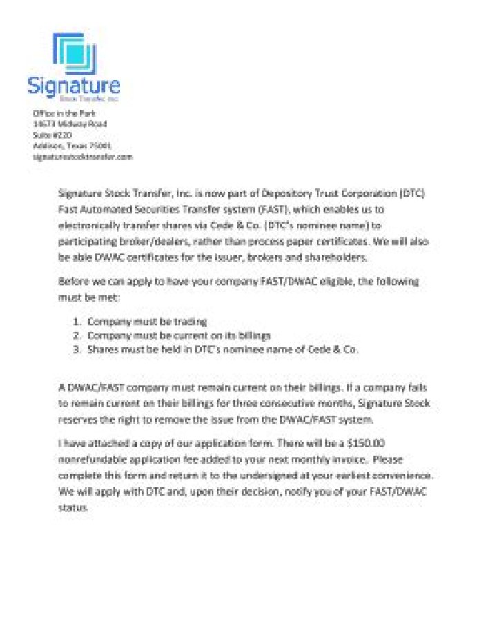 What is a DWAC letter?
