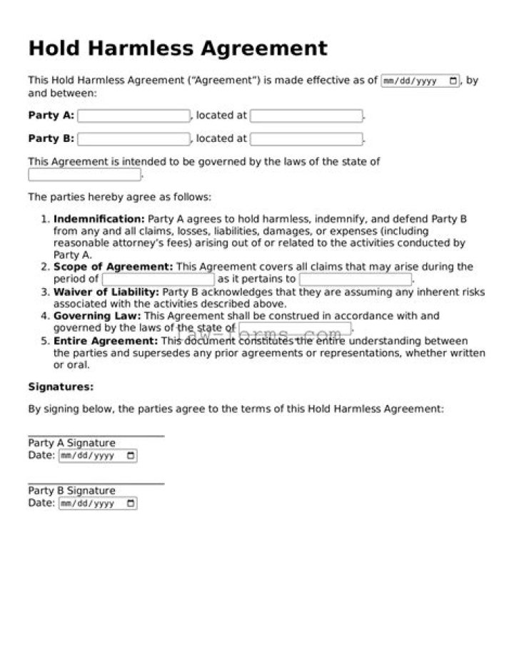 What is a hold harmless form?
