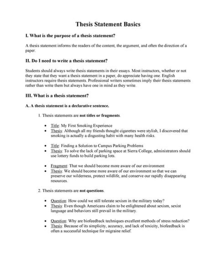 What is a thesis statement example?