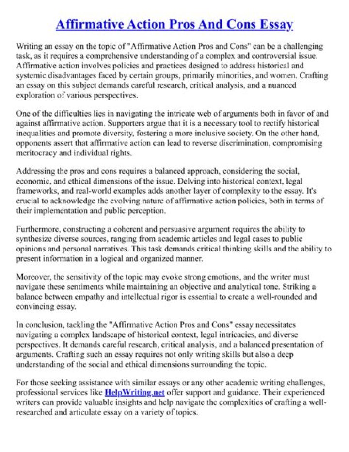 What is an affirmative action essay?