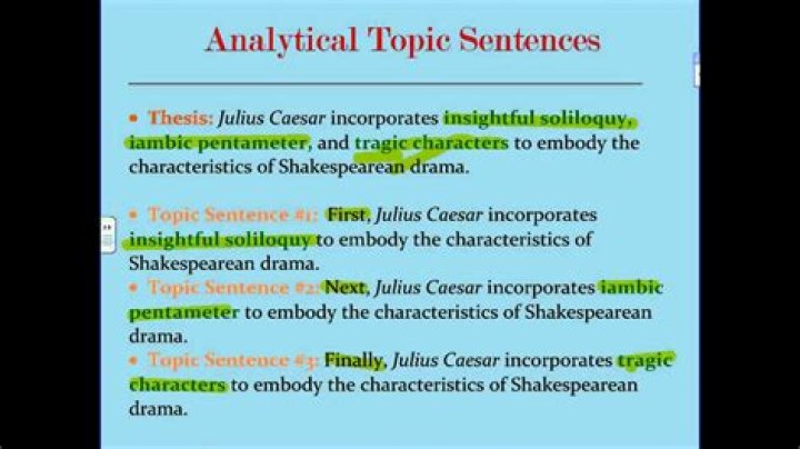 What is an analytical topic sentence?