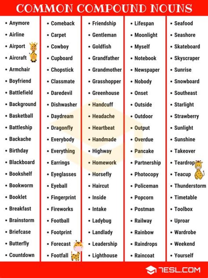 What is an example of a two word compound noun?