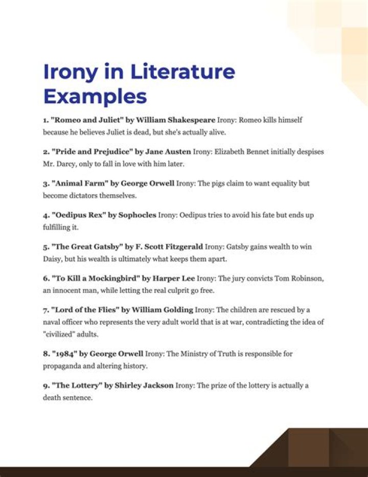 What is an example of irony in literature?