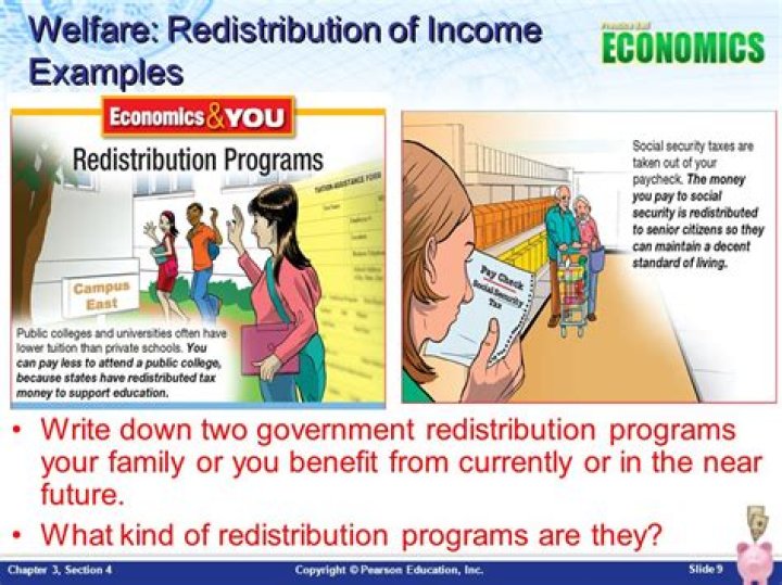 What is an example of redistributing income?