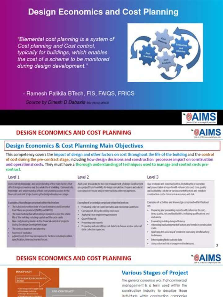 What is design economics and cost planning?