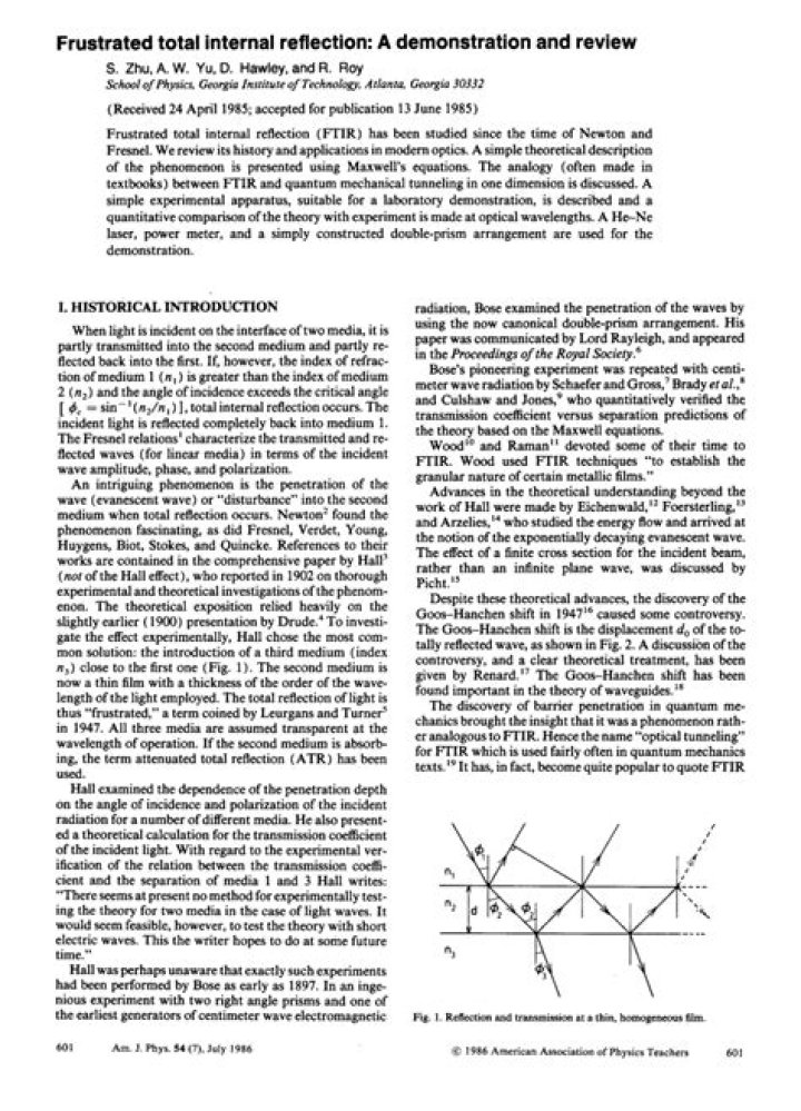 What is frustrated total internal reflection?