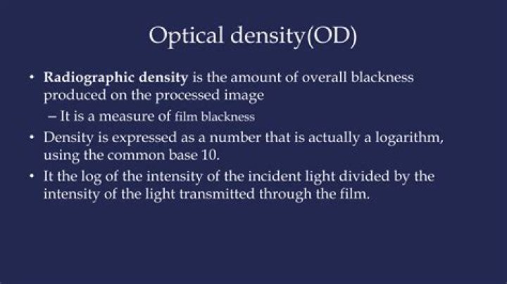 What is optical density in radiography?